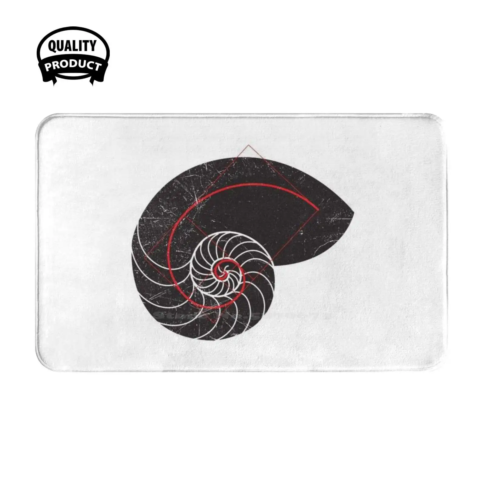 Math Symbols Golden Spiral Nautilus Shell Black Soft Cushion Home Carpet Door Mat Car Rug Mathematics Student University Maths