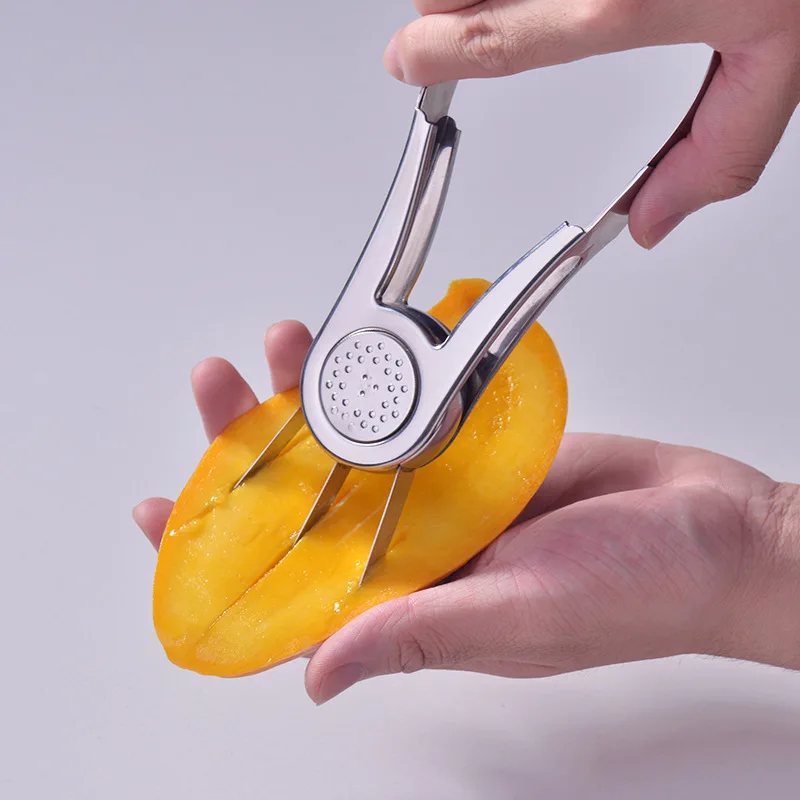 Holaroom Creative Fruit Peeler Mango Cutting Knife Stainless Steel Mango Splitter Coring Diced Fruit Peeling Tool Kitchen Gadget