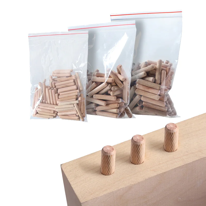 Pasadores de madera redondos estriados, varillas de 40-50mm para carpintería, juntas de cajón de armario, accesorios para muebles, M6/100, 8/10 unids/set