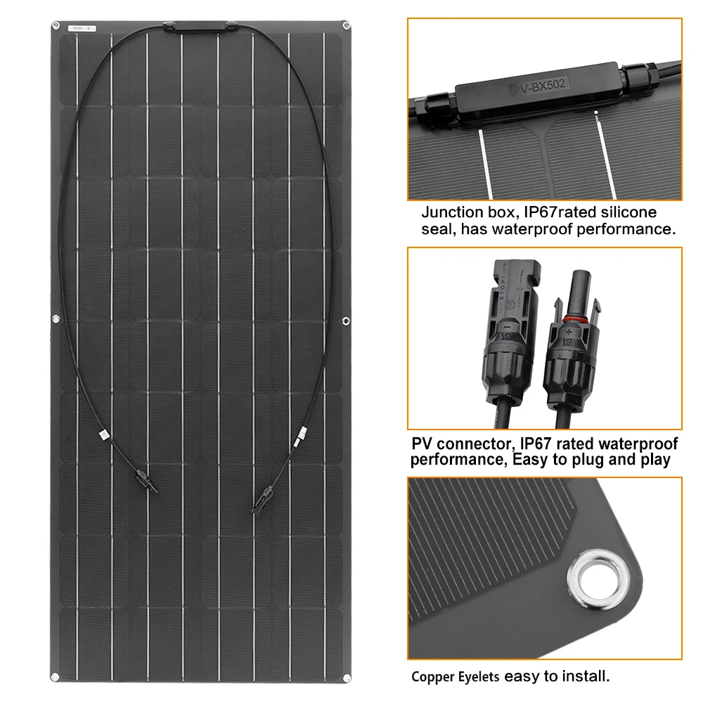 New High Efficiency Solar Panel 18V 120W Flexible Monocrystalline Cell Solar Panels Kits 240W 360W 600W System 1065*550*3mm