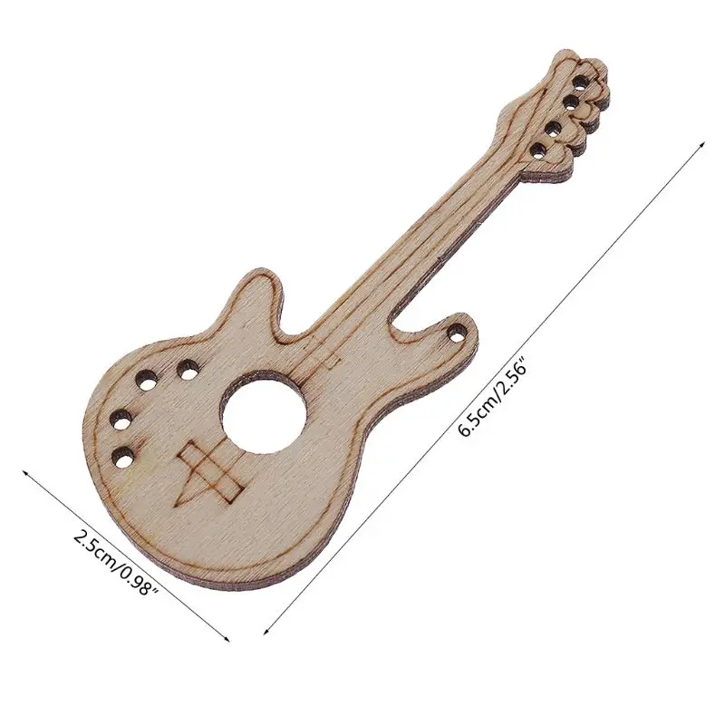 10pcs Laser Cut Wood Guitar Embellishment Wooden Shape Craft Wedding Decor