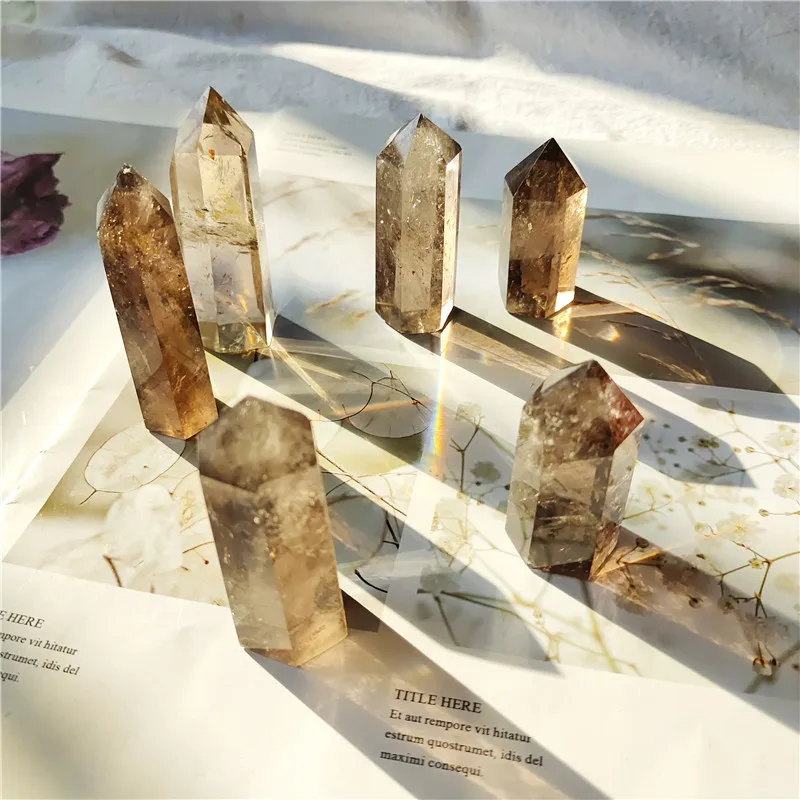 Natural Smoky Quartz Wand Point Crystal Healing Stones for Gift Home décor