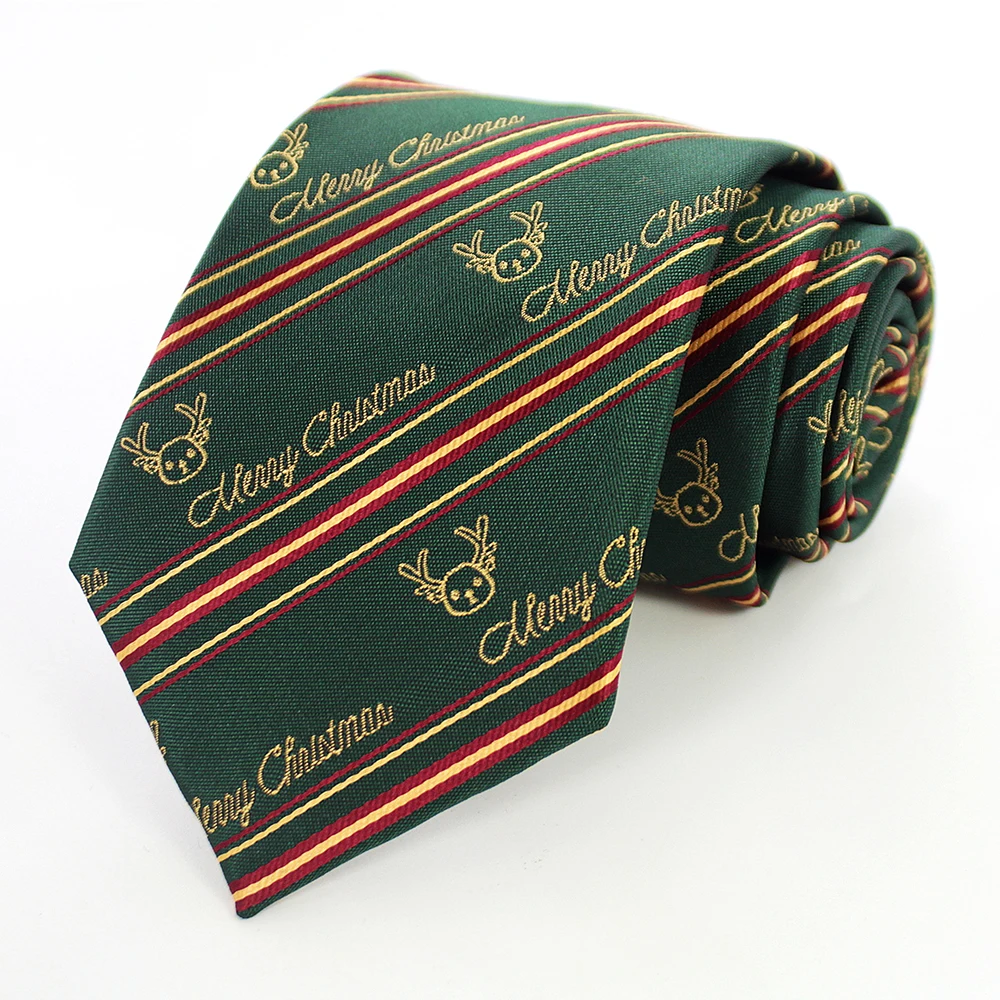JEMYGINS Neuartige Weihnachtskrawatten, Weihnachtsmann-Schneeflocken-Krawatte, Rot-Grüne Seiden-Jacquard-Krawatte für Männer und Kinder, Weihnachtsgeschenk – Detail 22
