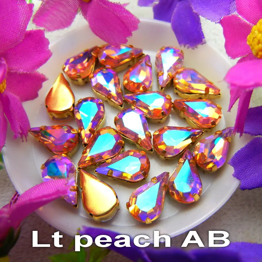 AB Colors Gold Claw Settings 3*6mm 6*10mm 8*13mm Wassertropfen Birnenform Glaskristall Aufnähbare Strassperlen Zubehör DIY – Detail 3
