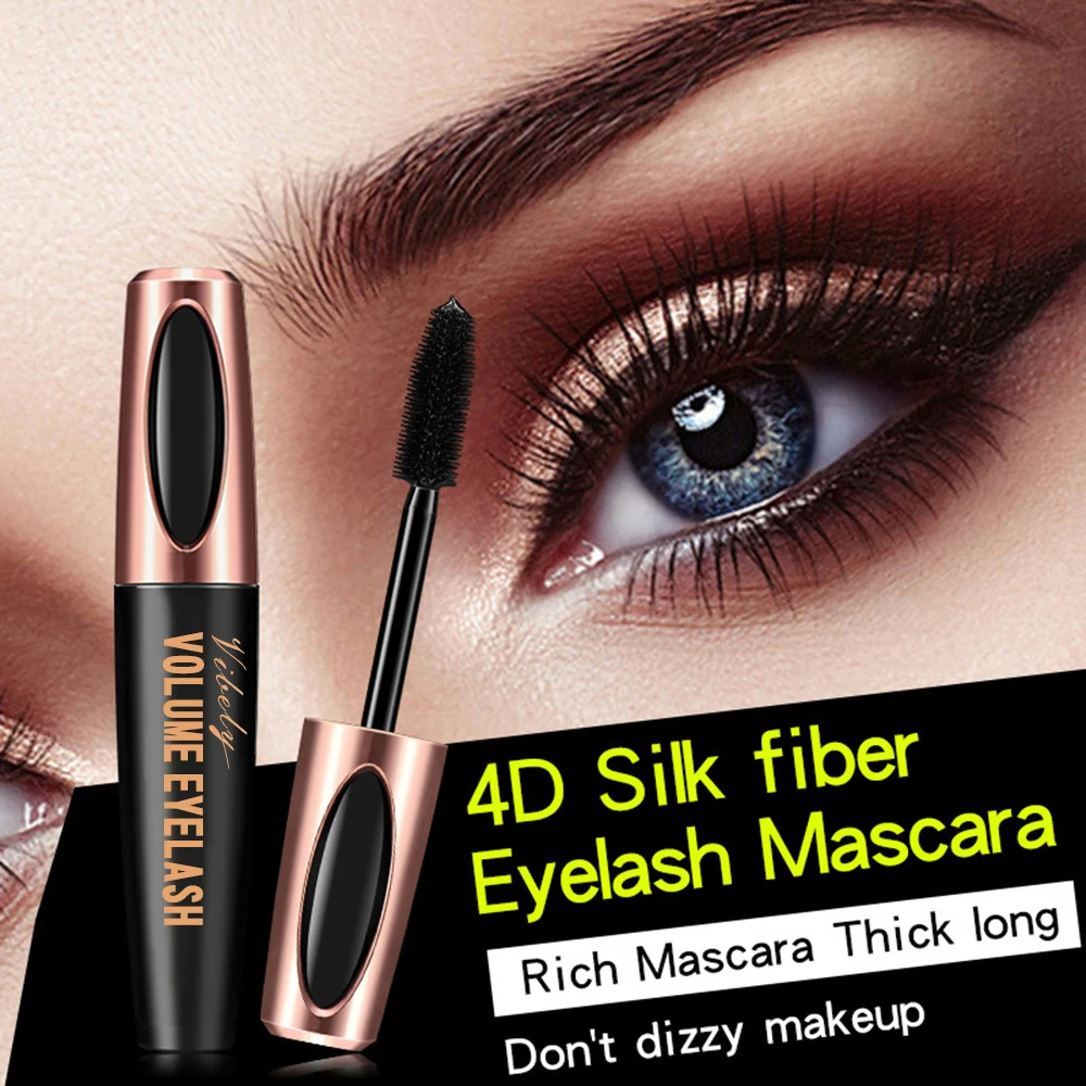 Rimel Vibely Silk Fiber 4d Mascara Waterproof Volume Eyelashes Extension Lengthening Curling Makeup Cream Lashes Mask Cosmetics