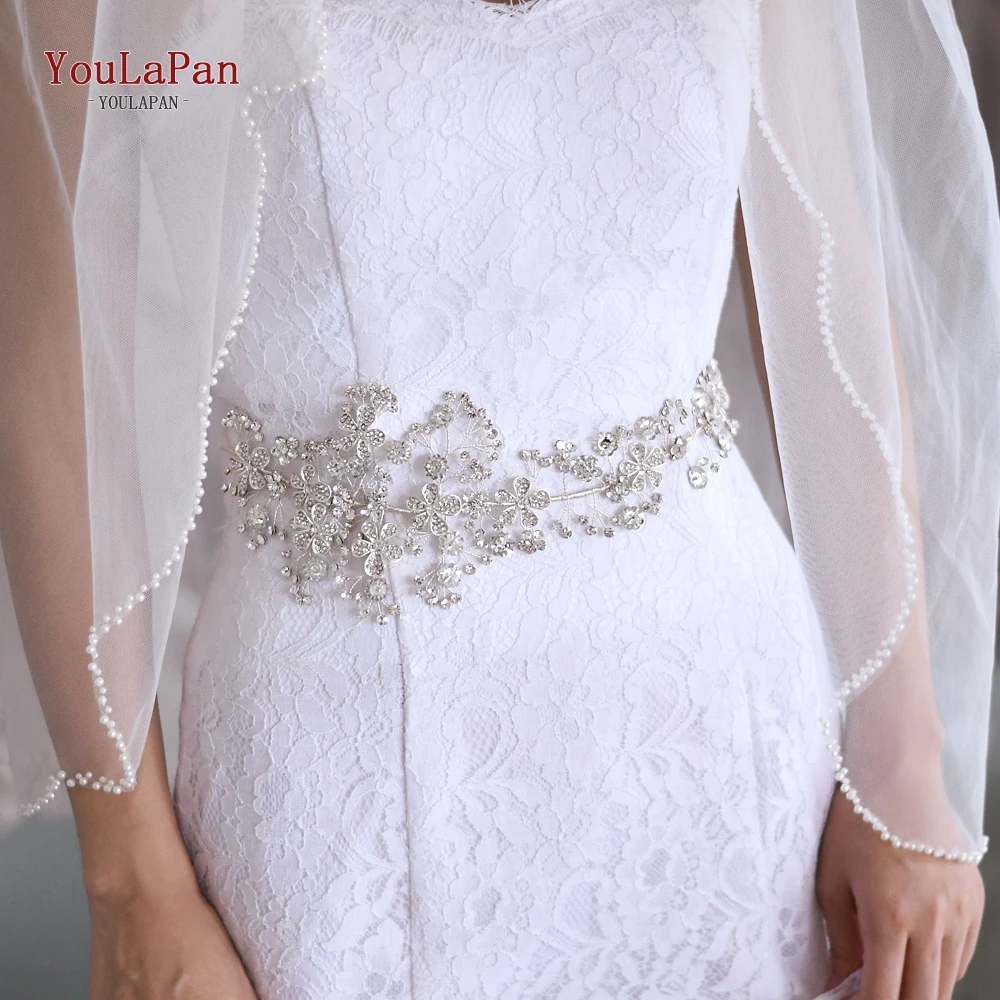 YouLaPan – ceinture de mariée princesse SH273, avec des strass et des fleurs en alliage, pour femmes, nouveau Style