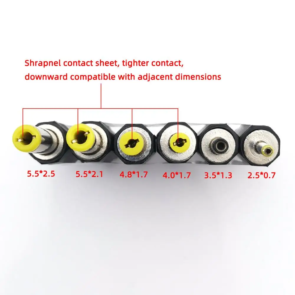 5Pcs 5.5x2.5 5.5x2.1 4.8x1.7 4.0x1.7 3.5x1.35 2.5x0.7mm Male DC Power Plug Connector 180 Degree Plugs Cable Male Plug Adapter