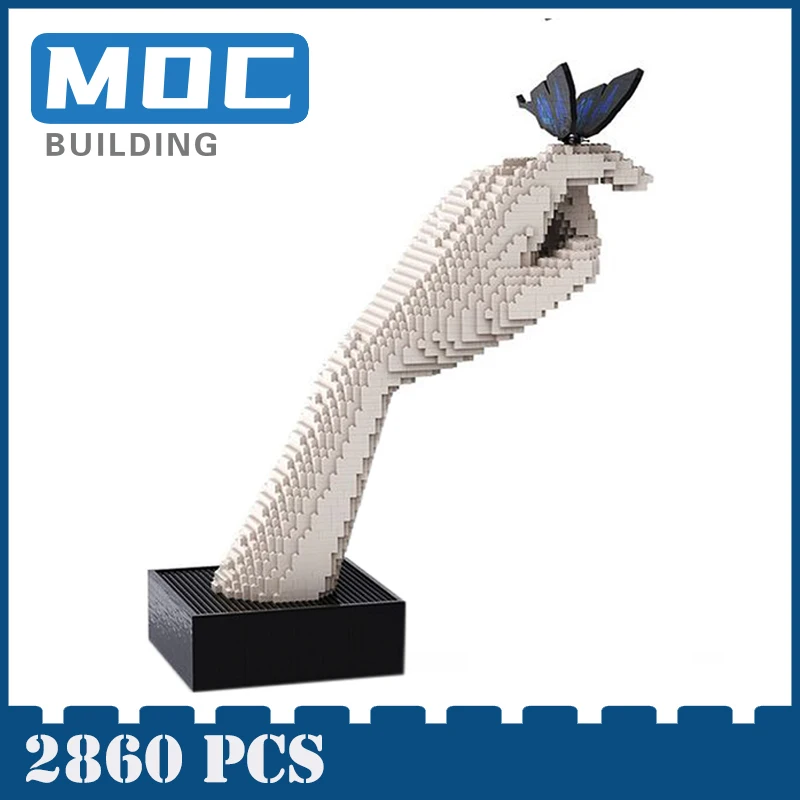 

MOC Blue Butterfly In White Hand Model Building Blocks DIY Educational Bricks Sets Toys for Kids Gifts