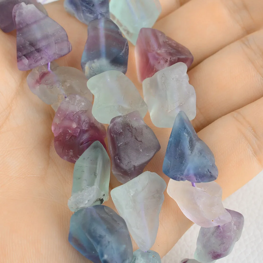 Natural Fluorite Irregular Stone Beads For Jewelry Making DIY Bracelet Necklace Material about 13X18mm Strand 15.5''
