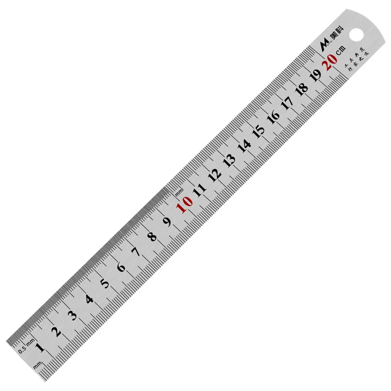 Regla de acero inoxidable, Escala doble de 15/20/30cm, regla de Metal, Material de acero grueso, herramienta de medición de dibujo para carpintería de calidad