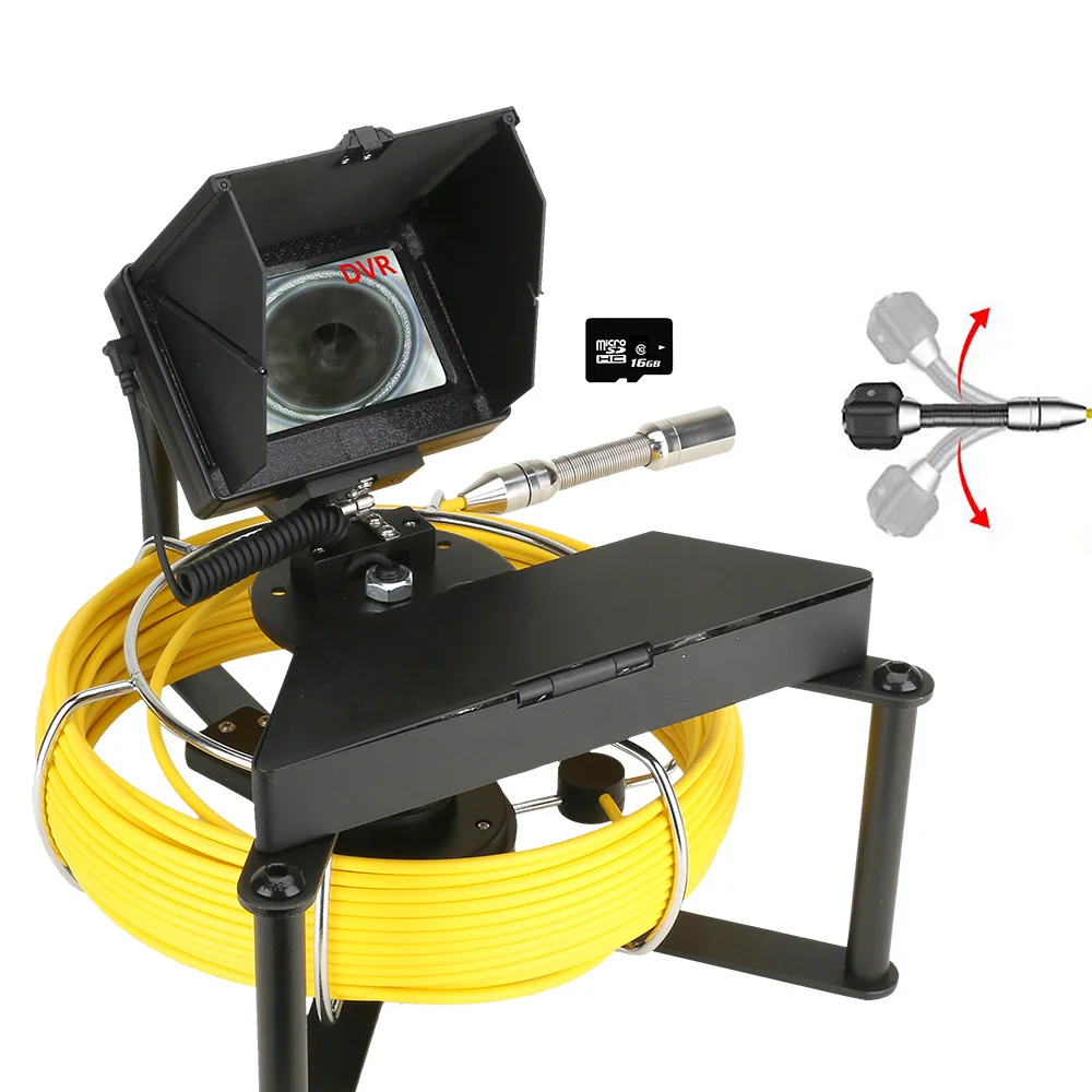 MAOTEWANG Sewer Pipe Inspection Camera with 16GB TF Card DVR Sewer Drain Industrial Endoscope 4.3inch IPS color monitor