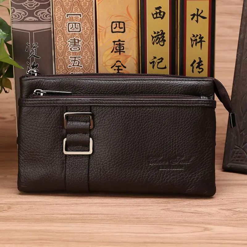 Natural Skin Male Chest Funny Pack Belt Bag Cell/Mobile Phone Pouch Thin Purse Money Travel Pouch Men Genuine Leather Waist Bag