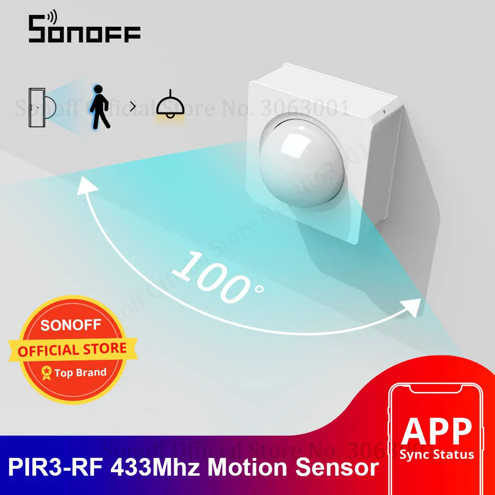 SONOFF PIR3-RF 433Mhz Smart Motion Sensor Work with SONORF Bridge via eWeLink APP Alarm Notification Smart Scene For Smart Home