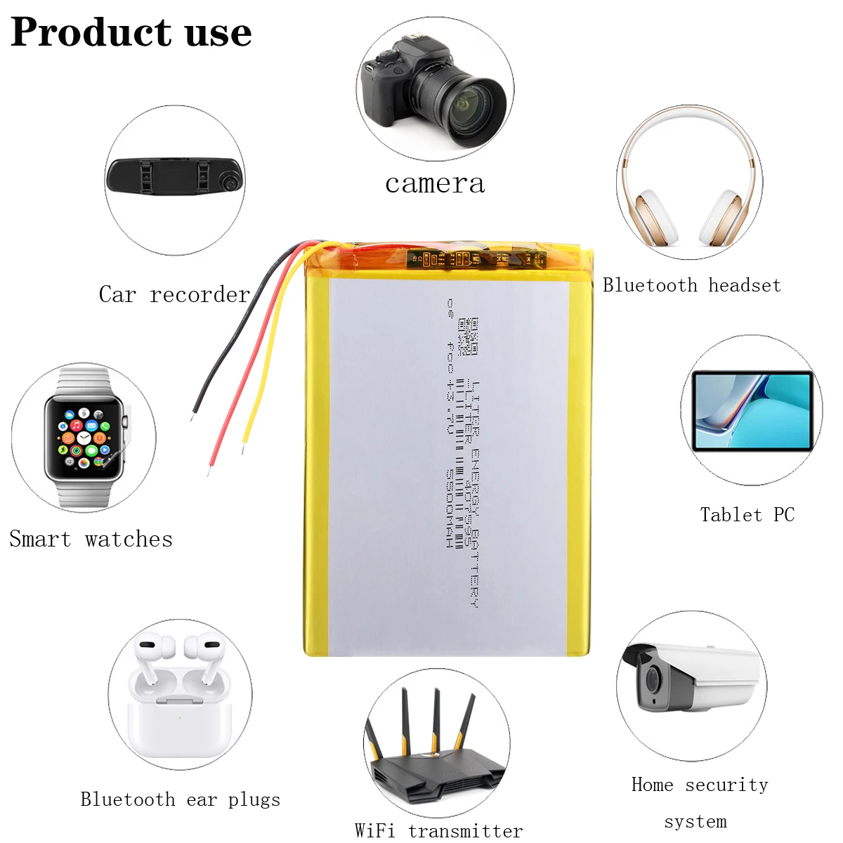 Three lines 407595 3.7V 5500mAH Li-ion Tablet pc battery For 7,8,9 inch tablet PC Polymer lithiumion Battery