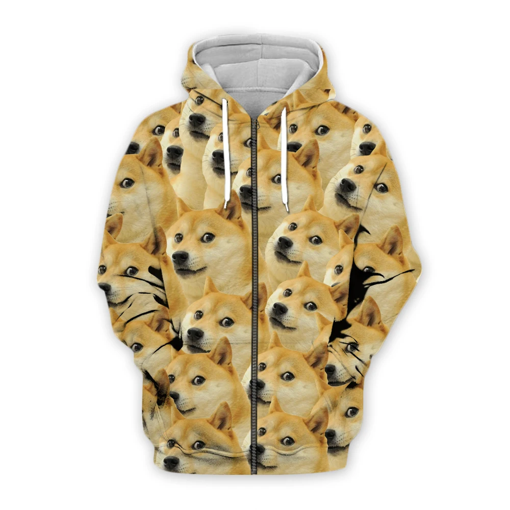 2019 New Fashion Men 3d hoodies Animal Funny Doge Head pullover shiba inu Printed Sweatshirt/zip hoodie Unisex streetwear - Image 6