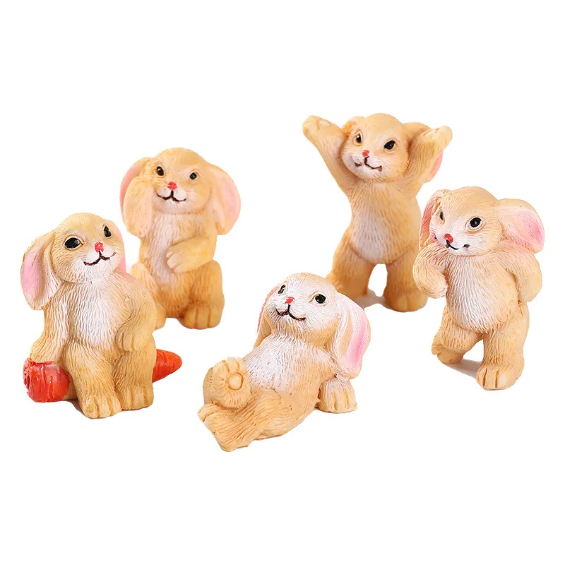 Cute Rabbit Hedgehog Mushroom Succulent Potted Flower Pot Fairy Garden Decor Landscape Model Ornament Resin Figurines Miniatures