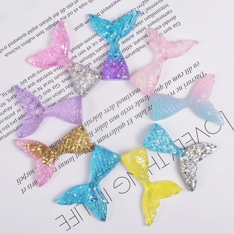 24Pcs Shine Resin Mermaid Tail Patch Jewelry DIY Materials Phone Shell/Kids Hairpin/Earrings /Necklace Toys Decorate Accessories