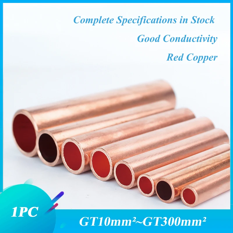 

1PC GT Copper connecting pipe wire joint small copper tube Terminal Cable Lug Bootlace Ferrule Kit with heat shrink tube plier