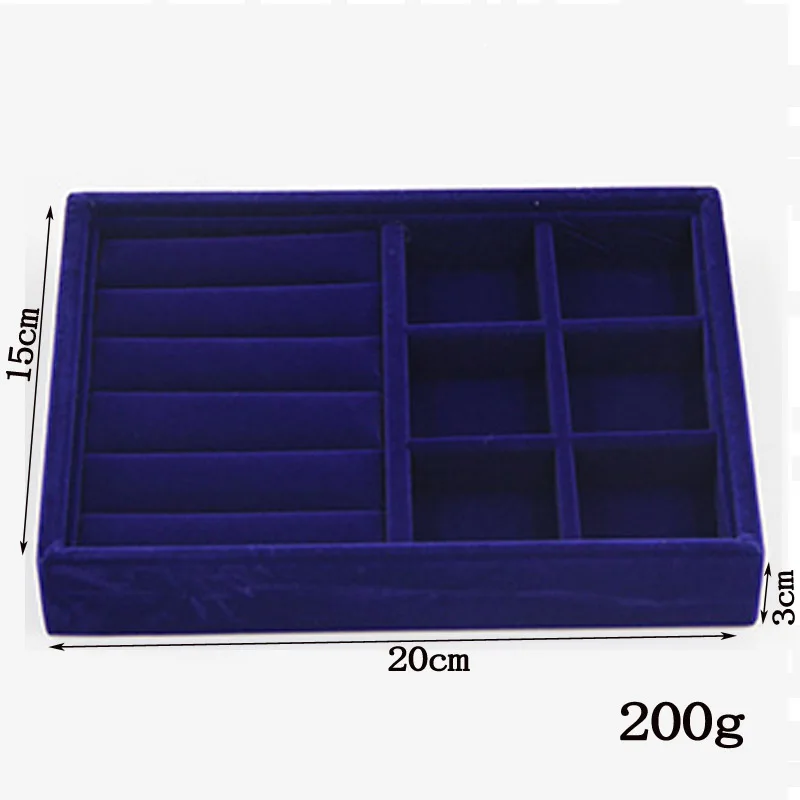 Drawer Storage Organizer Blue Handmade DIY Jewelry Box 9 Options Soft Velvet Jewellery Earrings Necklaces Pendants Bracelet Tray