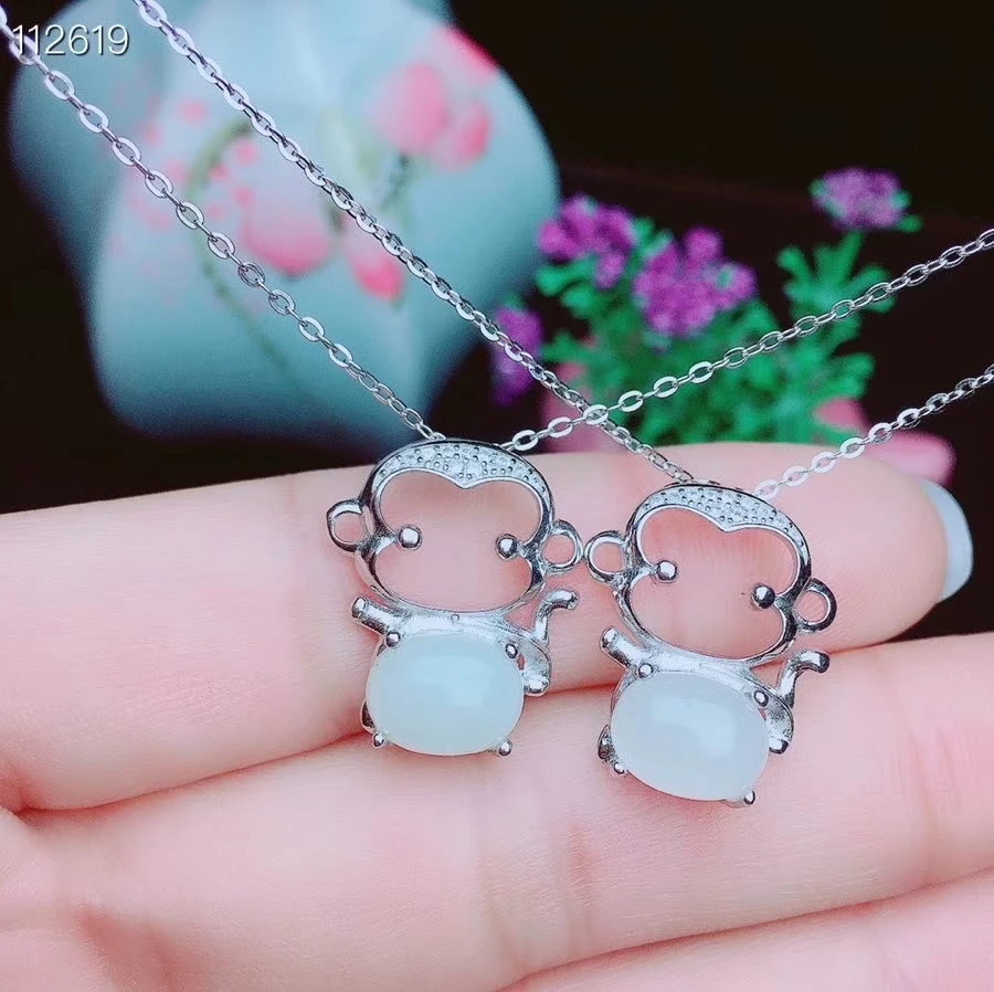 KJJEAXCMY fine jewelry natural white jade 925 sterling silver new women pendant necklace support test luxury fashion