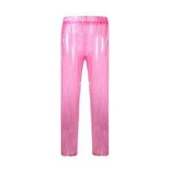 Clear Pink Dot PoTransparent PVC Trousers Waterproof Pants Loosen Easy Drop Off