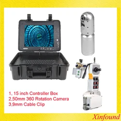 Apart Parts 15 inch Monitor Controller Box 9mm Cable Clip and 360 Pan Tilt Rotation Pipeline Drain Sewer Video Inspection Camera
