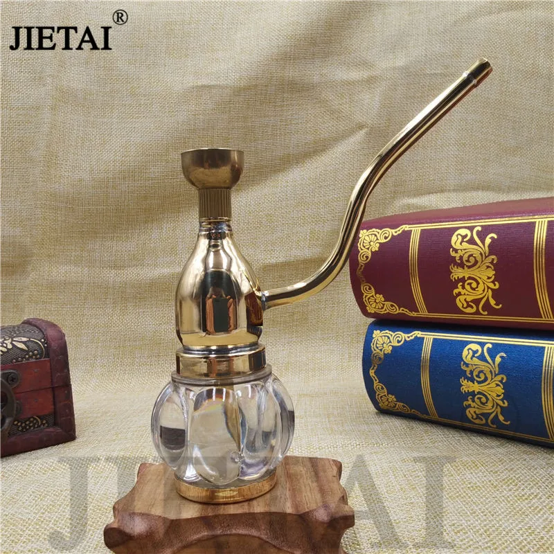 Portable Mini Hookah Shisha Brasss Water Pipe Tobacco Smoking Pipes Transparent Bottle Metal Tube Water Filter Smoking Gifts