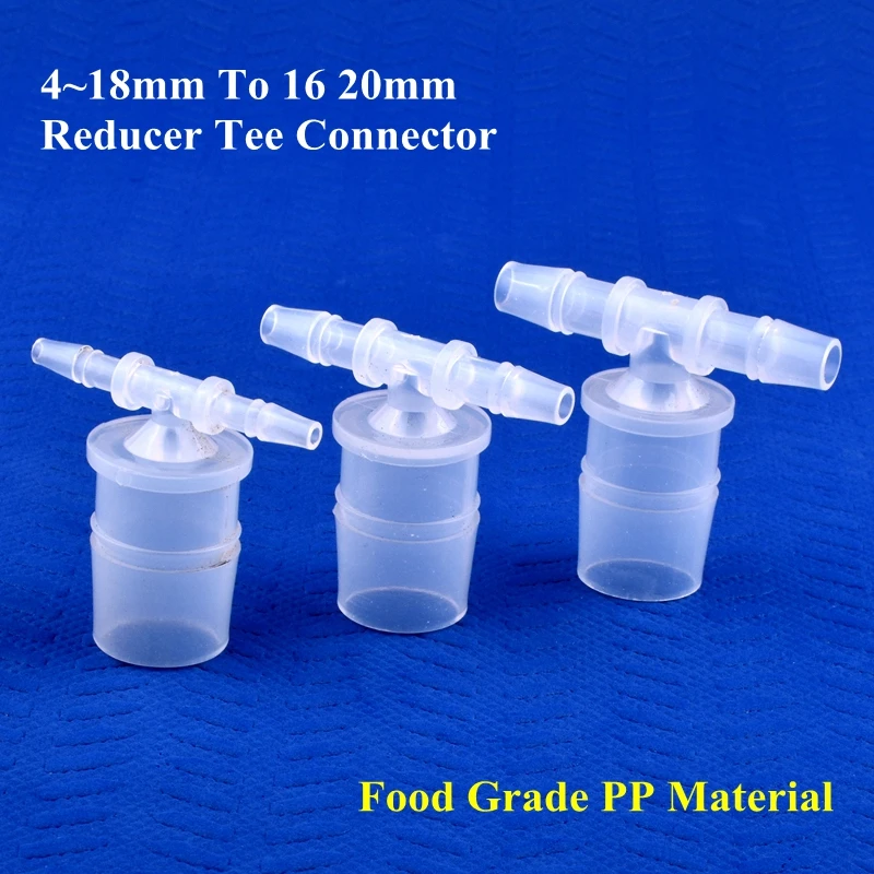 

5~200pcs 4~18mm To 16 20mm Food Grade PP Reducer Tee Connectors Garden Irrigation Reducing Tee Aquarium Tank Pagoda Hose Joints