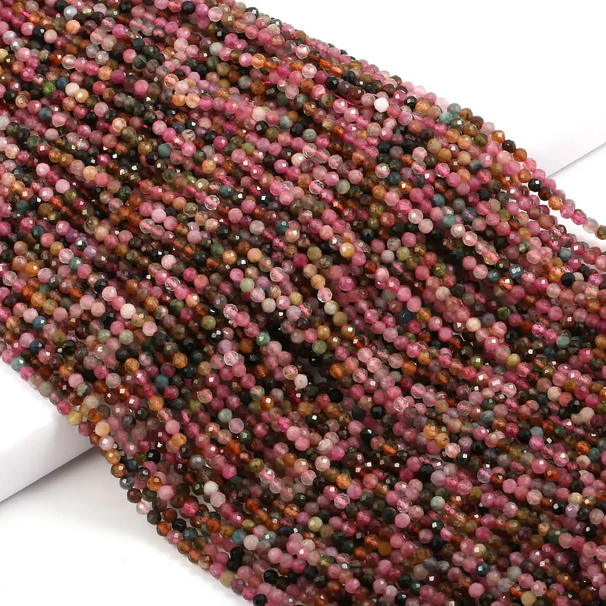 Natural Stone Tourmaline Beads 2 3mmSmall Micro Faceted Loose Beads For Jewelry Making DIY Bracelet Necklace Accessories 15''