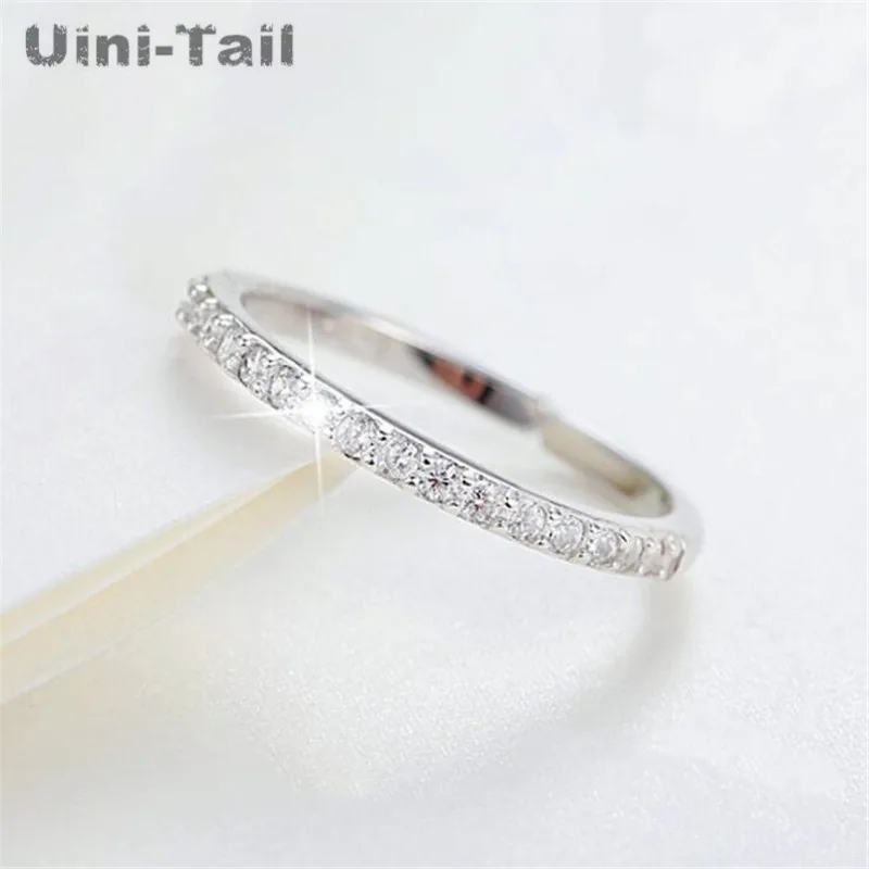 UiniTail new listing 925 Tibetan silver simple temperament single row micro-inlaid ring Korean fashion small and exquisite JZ251