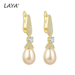 LAYA Long Hanging Earrings High Quality Zircon Shell Pearl Real 925 Sterling Silver Modern Women Earrings 2022 Jewelry