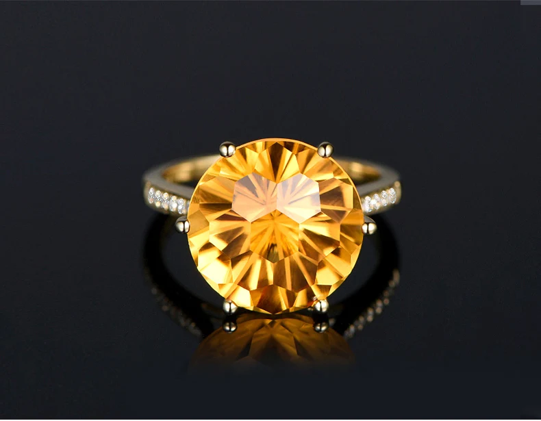 ML Natural Citrine 18K Pure Gold 2023 New Hot Selling Top Ring Women Heart Shape Ring  For Ladies  Woman Genuine Jewelry