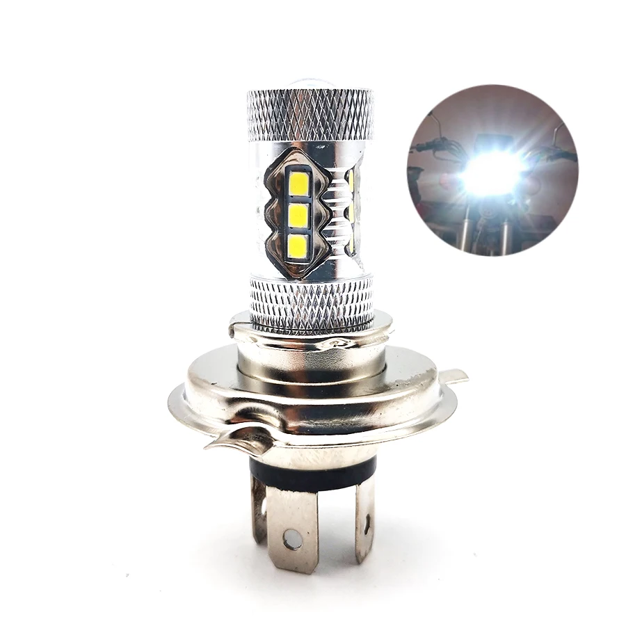 

H4 Motorcycle LED Headlight High Low Beam White 6000K Front Light Bulb Lamp