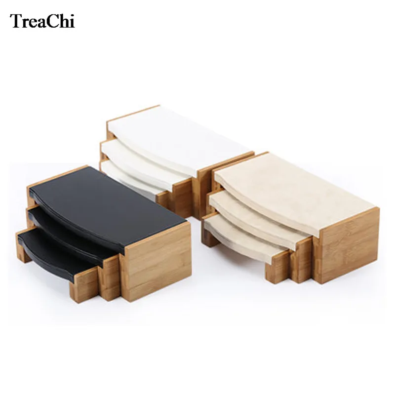 

3 Pcs/set Bamboo Wood Arched Earrings Storage Rack Jewelry Bracelet Necklace Display Display Rack Jewelry Display Rack