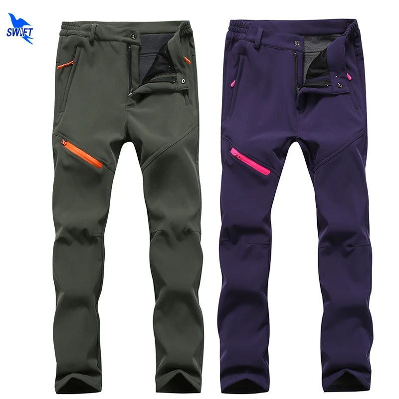 Waterproof Softshell Winter Hiking Pants Men Women Camping Trekking Thermal Fleece Lined Warm Skiing Trousers Sportswear Clothes