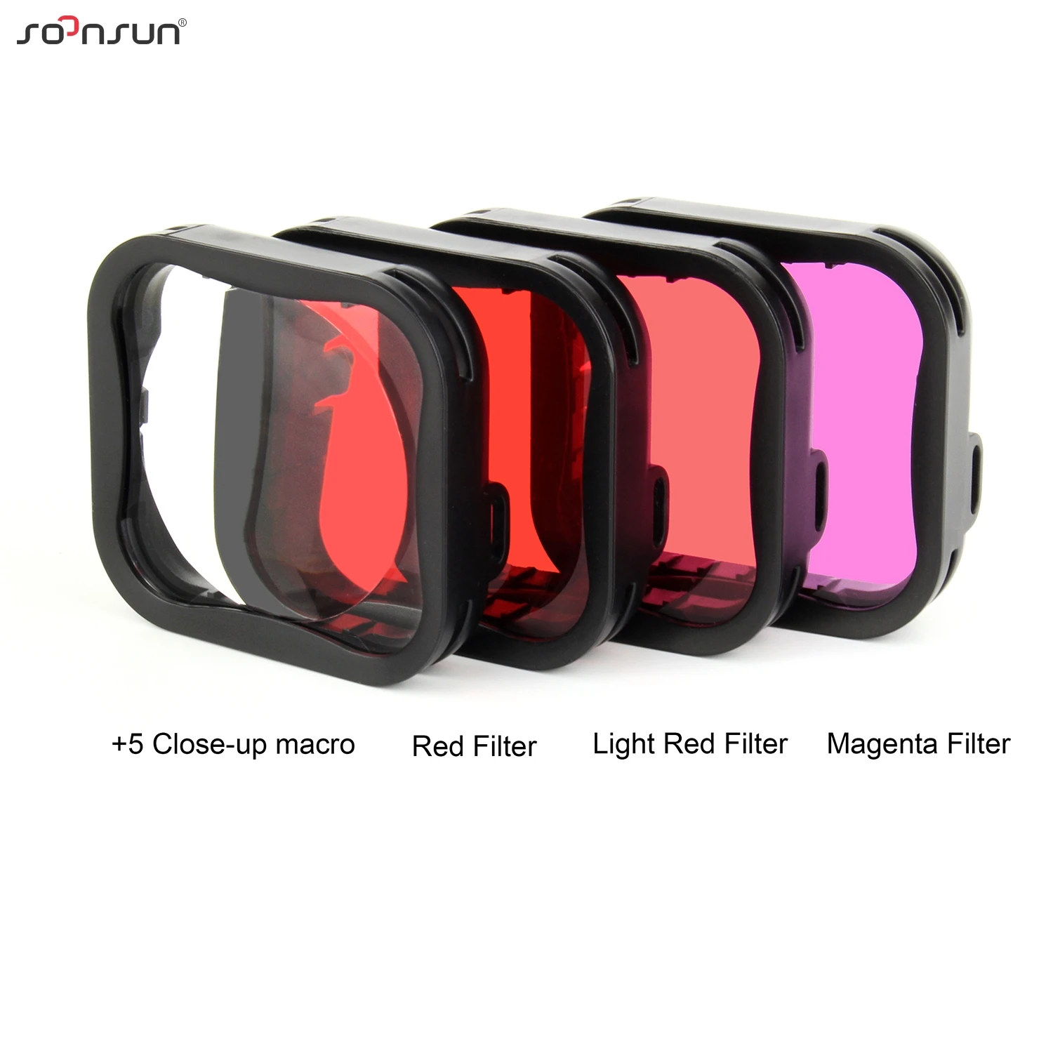 SOONSUN Lot De 3 Filtres De Plongée GoPro Hero 5 6 7 - Rouge, Rouge Clair, Magenta - Super Suit