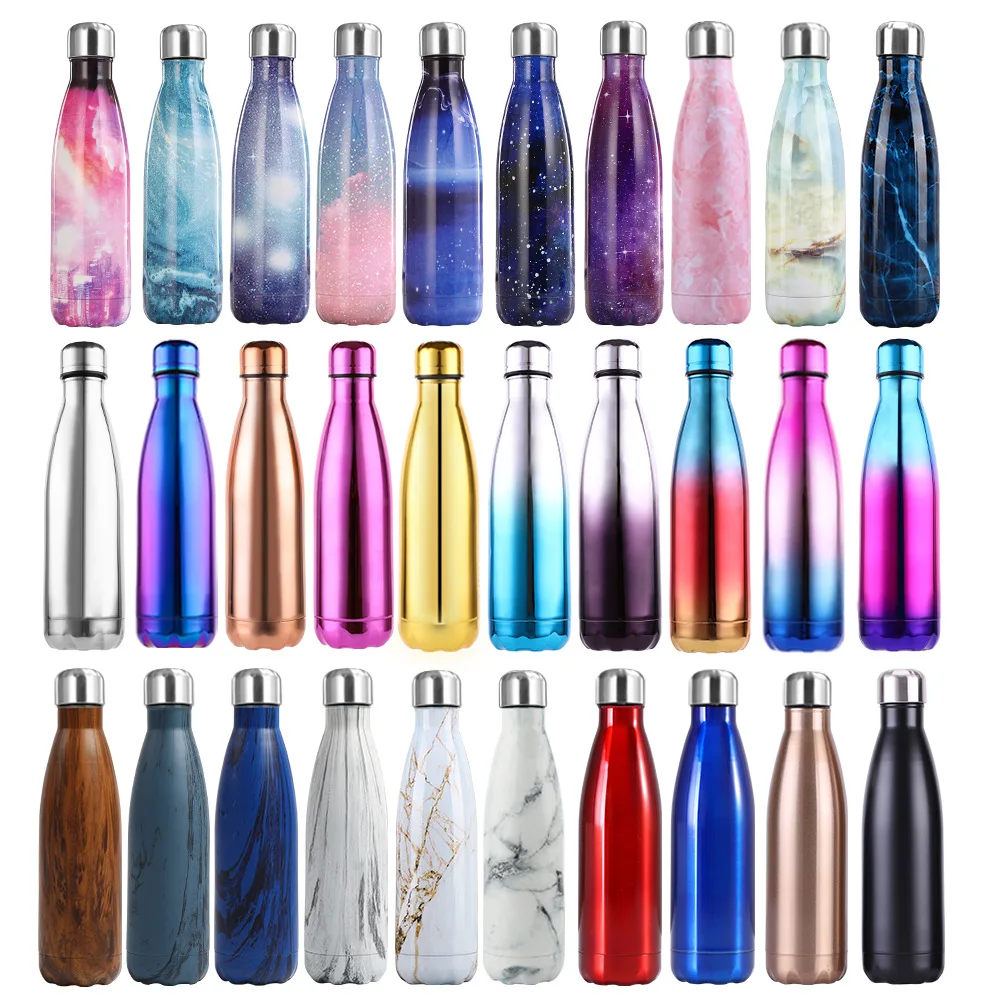 500Ml Double Wall Stainles Steel Water Bottle Thermos Bottle Keep Hot and Cold Insulated Vacuum Flask Portable Sports Bottle