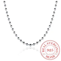 Collar de cadena de cuentas de 3mm con clavícula elegante y generosa, collares de cuentas de plata de ley 925 para regalo de mujer