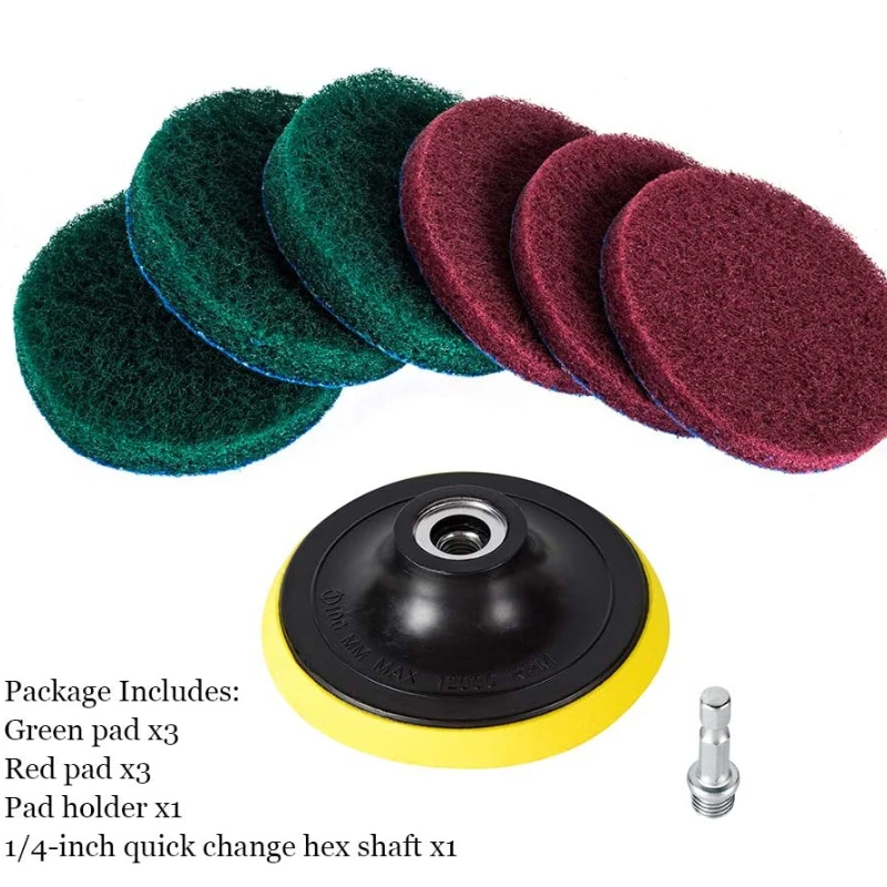 7Pcs Set Scouring pad Cleaning Brush pad Car Wheel Polishing Brush Car Clean Detailing Brush Polishing Buffing Disc