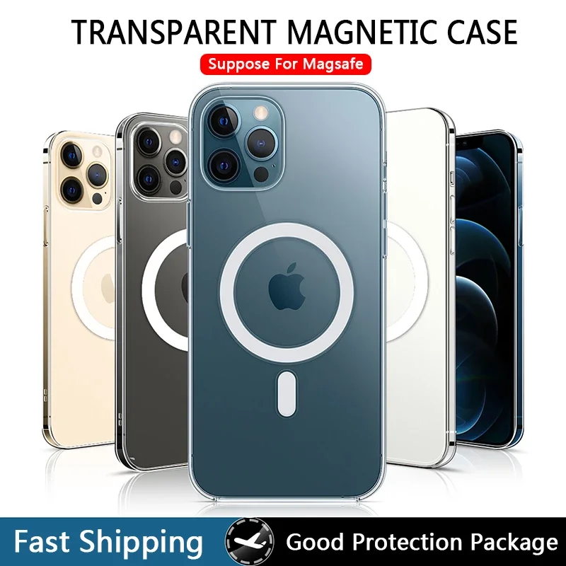 

25PCS Magnetic Charging Transparent Case For iPhone 13/12 Pro MAX XS XR Clear Soft TPU For IPHONE MINI 11 PRO MAX Silicone Case