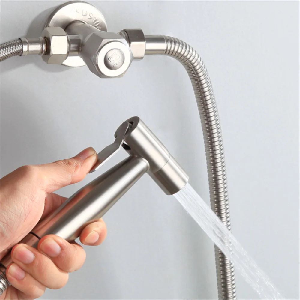 Toilet Handheld Sprayer Silver Toilet Bidet Sprayer G1/2 Stainless Steel Bidet Faucet for Feminine Wash Baby Washer Bathing Pet