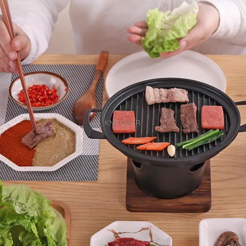 Portable Korean Home Barbecue Grill Non-stick Coating Smokeless BBQ Outdoor Patio Camping Cooker BBQ Party Cooking Tools