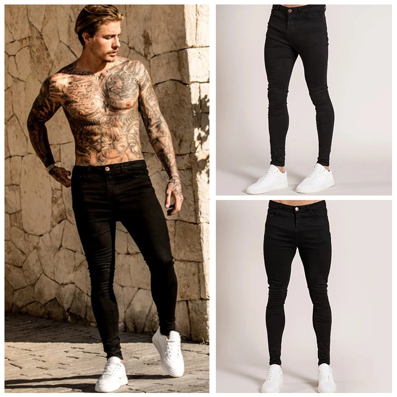 

Skinny Black Jeans Men Stretch Casual Vintage Hip Hop Pencil Pants Daily Work Slim Denim Trousers Pants Regular Fit Mens Jeans