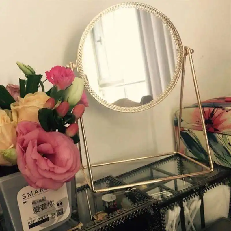 

The Luxury Mirror зеркало Home Decoration Accessories Light Makeup type Metal princess single Large HD Simple Portable mirrors