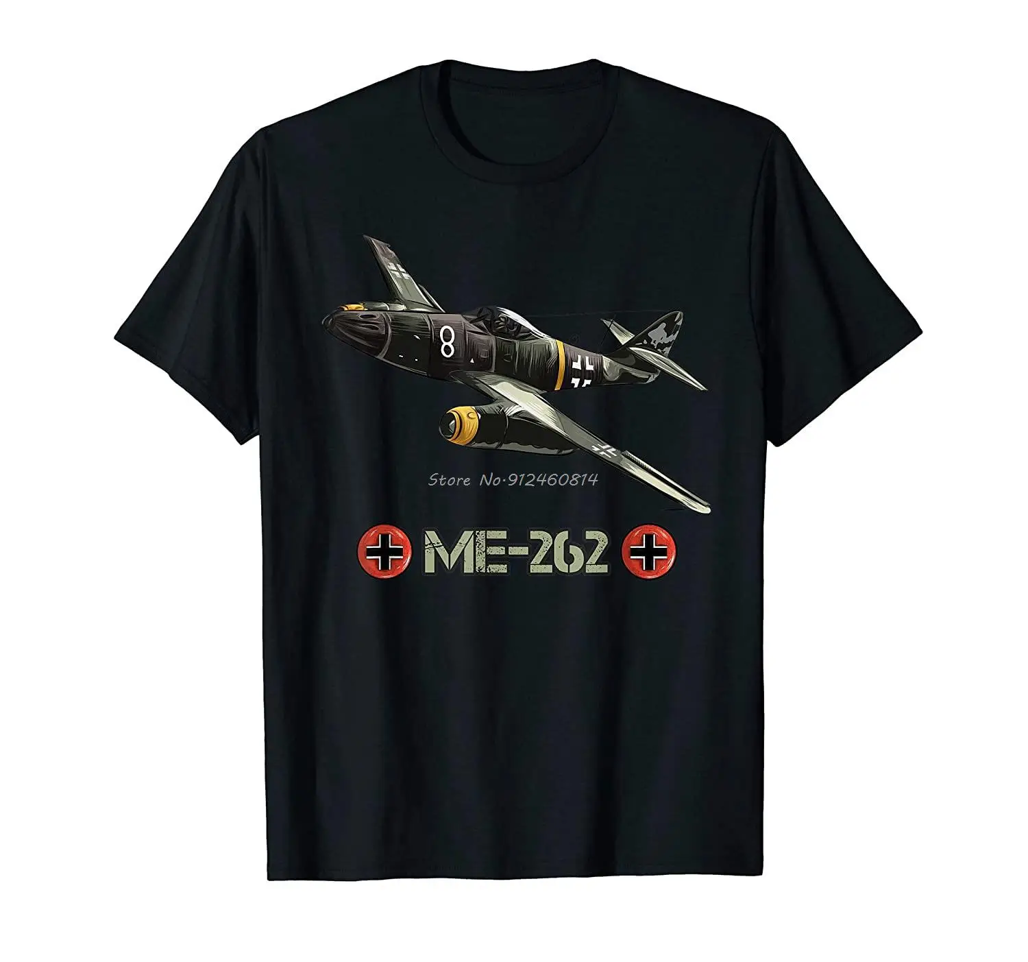 World War 2 German Aircraft ME 262 Fighter Jet Memorabilia T-Shirt Men Cotton O-neck Tshirt Hip Hop Tees Streetwear Harajuku