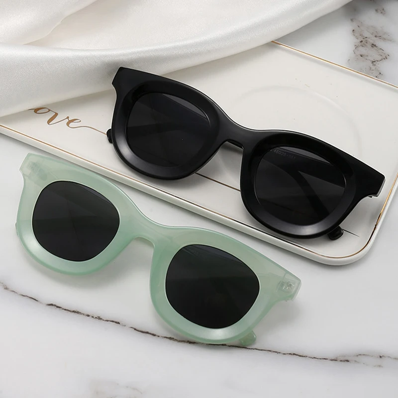SO&EI Ins Popular Fashion Round Colorful Women Sunglasses Retro Trending Jelly Color Eyewear Shades UV400 Men Sun Glasses