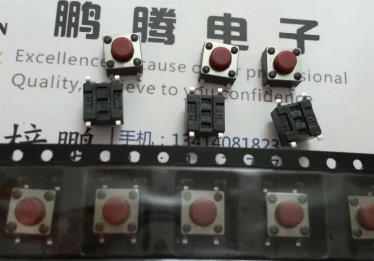 Taiwan-made tact switch 6*6*5 button micro switch SMD 4 feet red tape