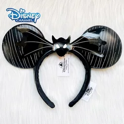 Disney PU Leather Christmas Fright Night Skull Jack Bat Headband Mickey Ear Bow Cosplay Plush Adult/Kid Headwear Halloween Gift