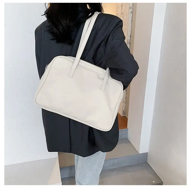 Soft PU Leather Women Shoulder Bags Large Capacity Shopping Bag Casual Female Square Tote Bags Simple Ladies Travel Handbags