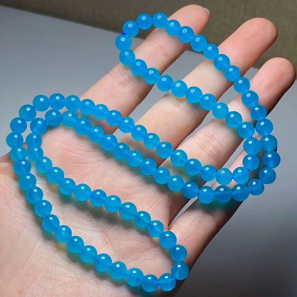 6mm Top Natural Blue Amazonite Bracelet For Woman Lady Man Crystal Stone Love Gift Round Beads 3 Laps Fashion Jewelry AAAAA